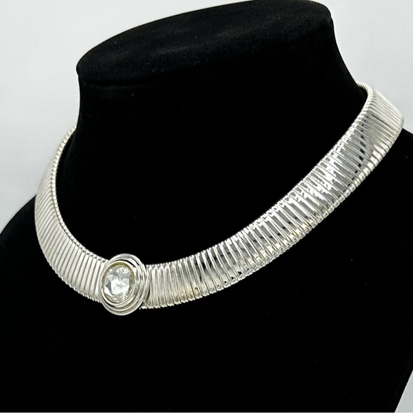 Vintage Cobra Silver Choker Necklace with crystal pendant - Picture 1 of 5